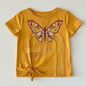 Peek Kids Yellow Butterfly Graphic Knot-Front Tee Girls Size 6/7
Cotton Summer